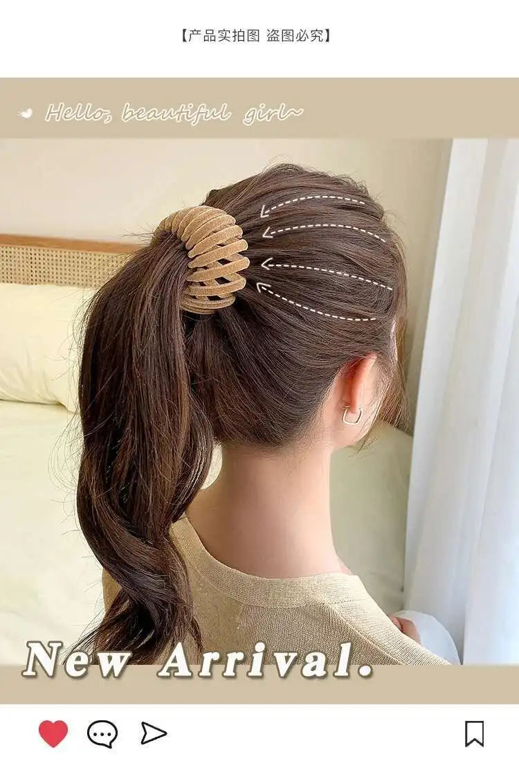 2021 Women Hair Device Big Hair Claw Clips Bird's Nest Hairpin Korean Bun Hair Disk Ponytail Solid Curler Headwear Accessories