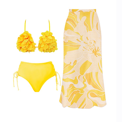 Flower Bikini Set With Skirt Luxury Designer Swimsuit Women Sexy Swimwear High Waist Biquini Desire Bodysuit Bathsuit Beachwear