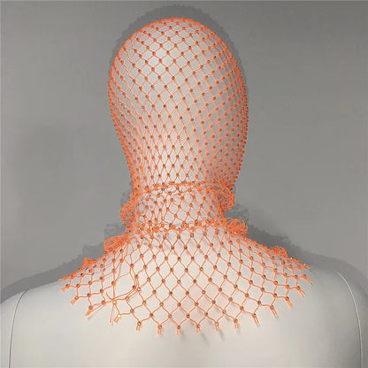 Women Balaclava Elastic Rhinestone Turban Ladies Shining Fishnet Headhood Club Rave Party Head Mask Diamond Headwrap Headcover