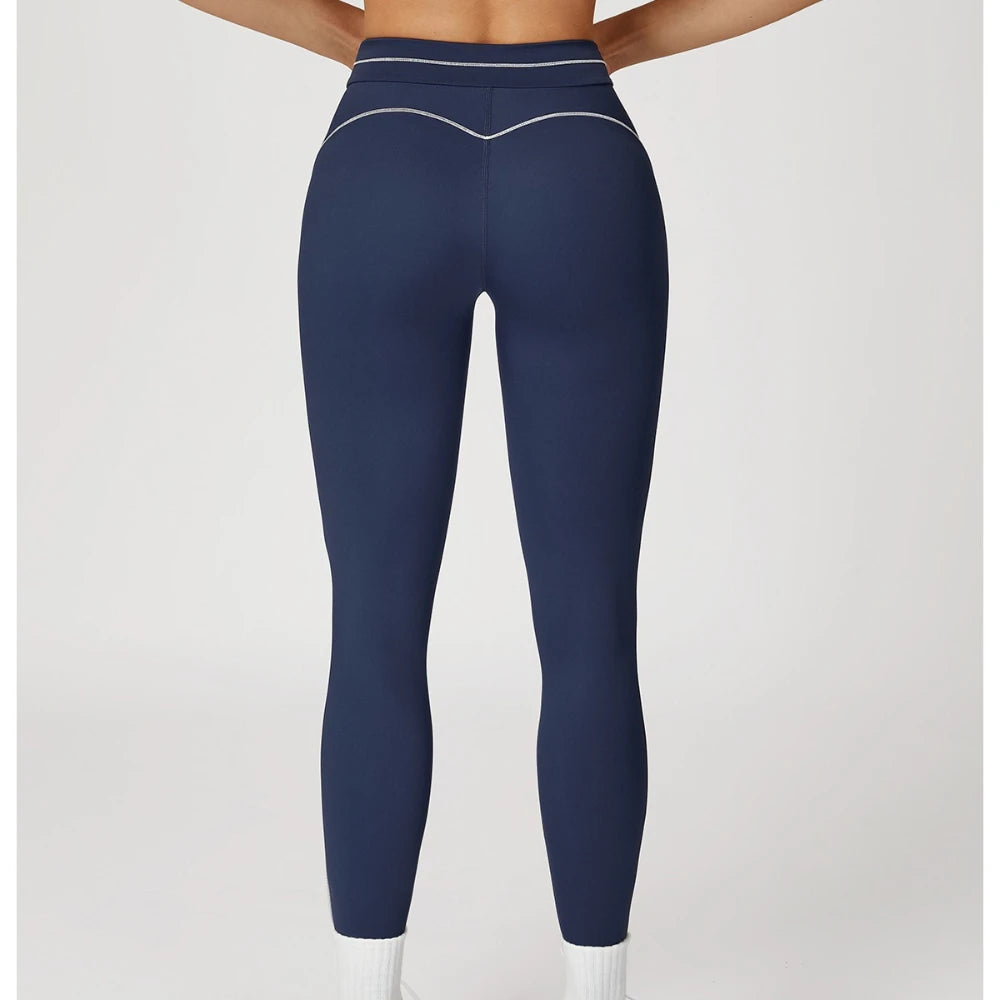 Customized LOGO women's new contrasting color yoga pants folded high waist tight outdoor running sports fitness trousers