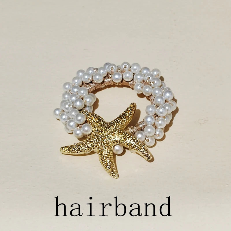 Golden Elastic Starfish Bracelet&Bangle Beach Jewelry For Women Girl