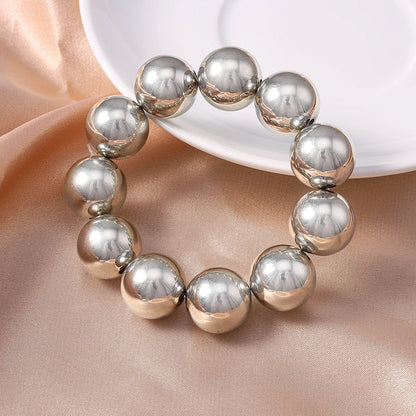 Aihua Trend Stretch Gold Sliver Color 6MM 8MM 12MM 16MM Stacked Ball Beaded Bracelet For Women Men Round CCB Beads Bracelets