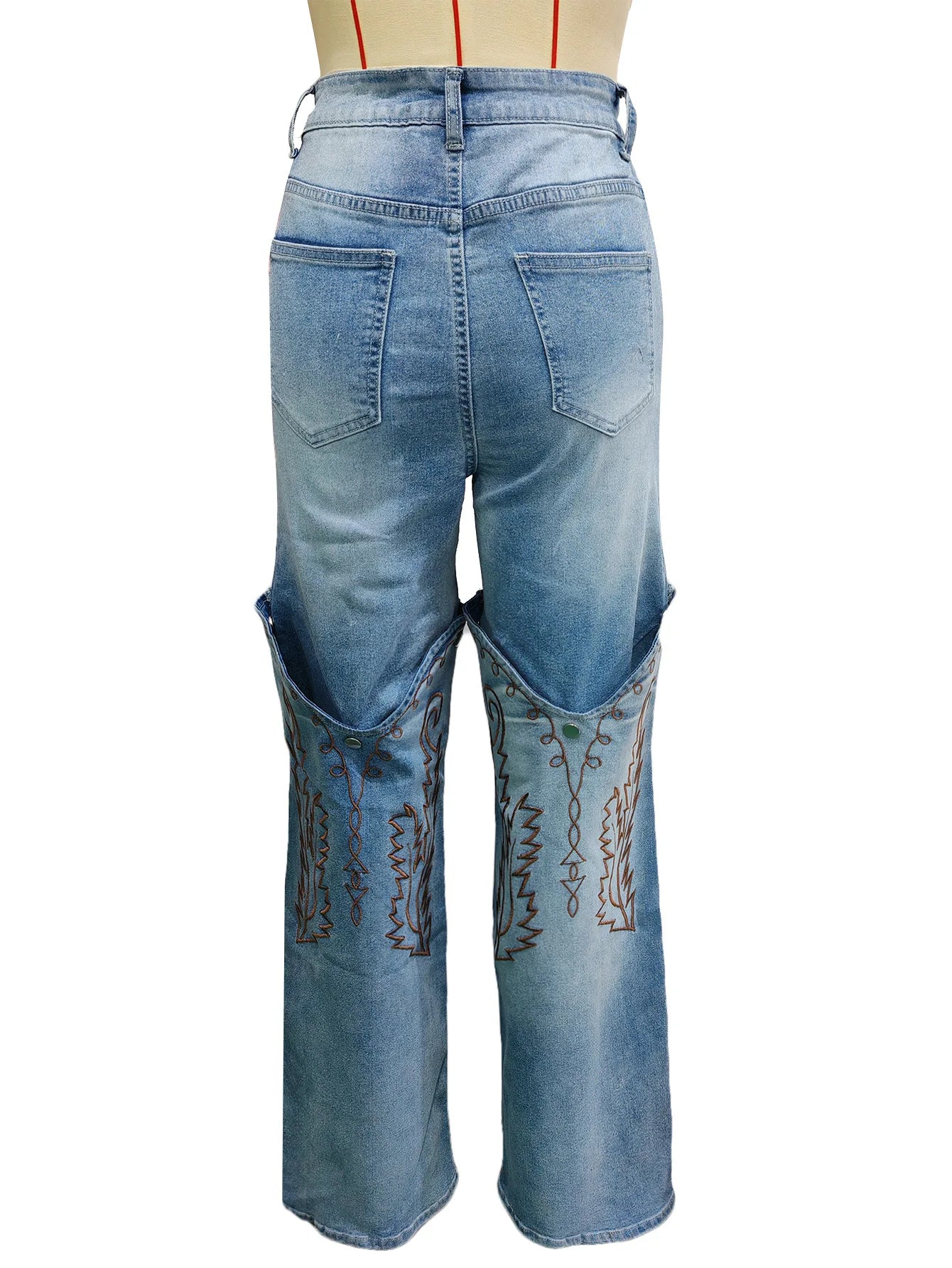 FAGADOER Y2k Fashion Embroidery Denim Straight Leg Pants Women 2025 Summer New Retro Washed Jeans Straight Trousers Streetwear