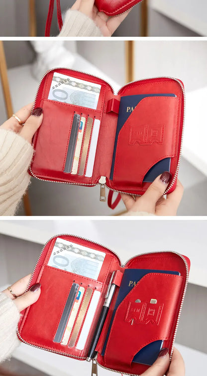 Minimalist and fashionable RFID passport holder multifunctional PU leather travel accessory passport holder wallet holder unisex