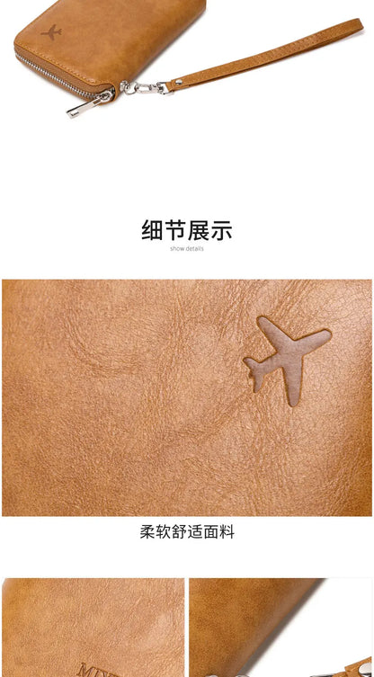 Minimalist and fashionable RFID passport holder multifunctional PU leather travel accessory passport holder wallet holder unisex