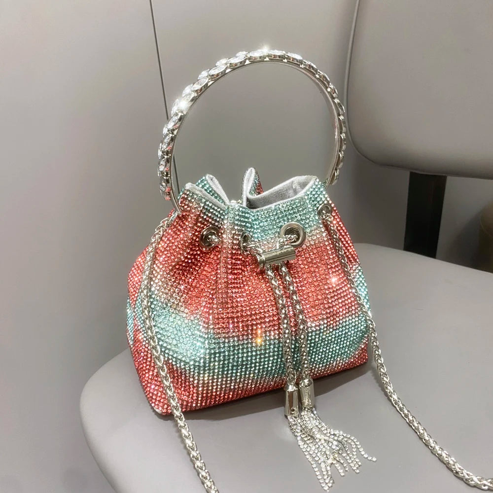 purses and handbags bags for women luxury Designer bucket clutch purse evening banquet bag Crystal rhinestone shoulder bags