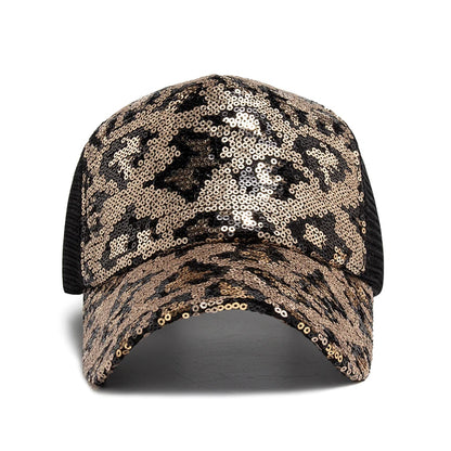 CNTANG New Women's Baseball Cap Summer Mesh Hat Fashion Leopard Spangle Design Hats For Woman Outdoors Sun Visor Adjustable