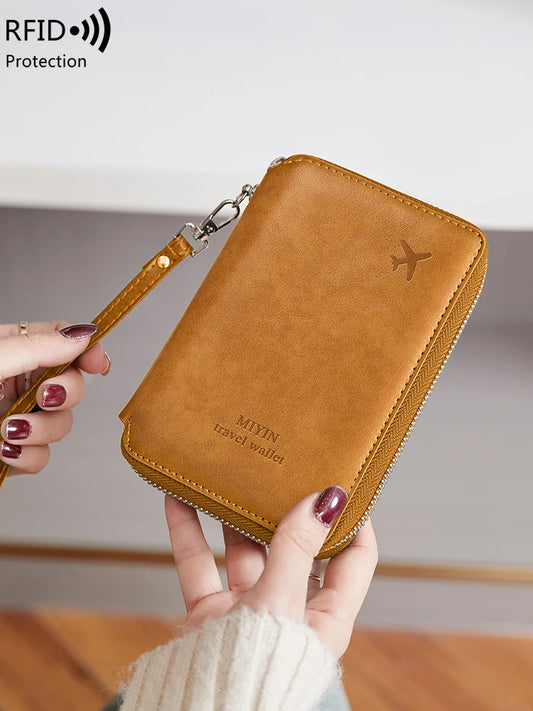 Minimalist and fashionable RFID passport holder multifunctional PU leather travel accessory passport holder wallet holder unisex