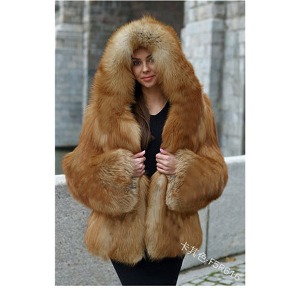 Women Warm Faux Fur Winter Thicken Hooded High Quality Faux Fox Fur Coat Lady 2025 New Casual Large Size Cloth Available 5XL