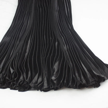 Women's Fashion Pleated Mermaid Long Skirt Korean Style Casual High Waist Satin Flowy Skirts Shiny 19 Colors 2024 Spring SK500
