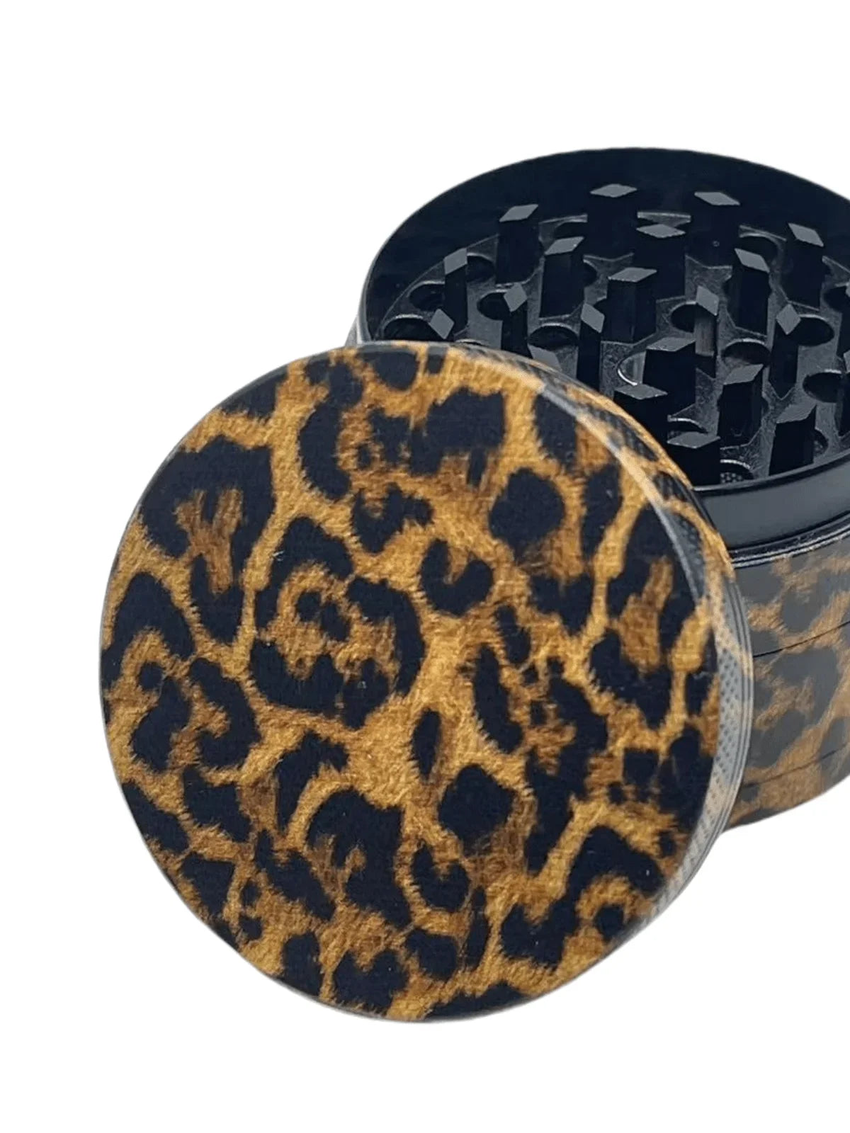 40/50mm Leopard Print Herb Grinder 4-layer Pepper Mill Salt Spice Mortar Metal Tobacco Grass Raw Grinder Smoking Kitchen Tool