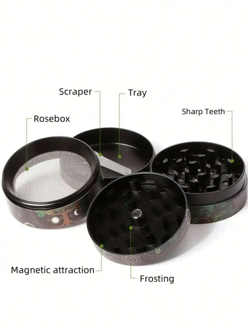 40/50mm Leopard Print Herb Grinder 4-layer Pepper Mill Salt Spice Mortar Metal Tobacco Grass Raw Grinder Smoking Kitchen Tool