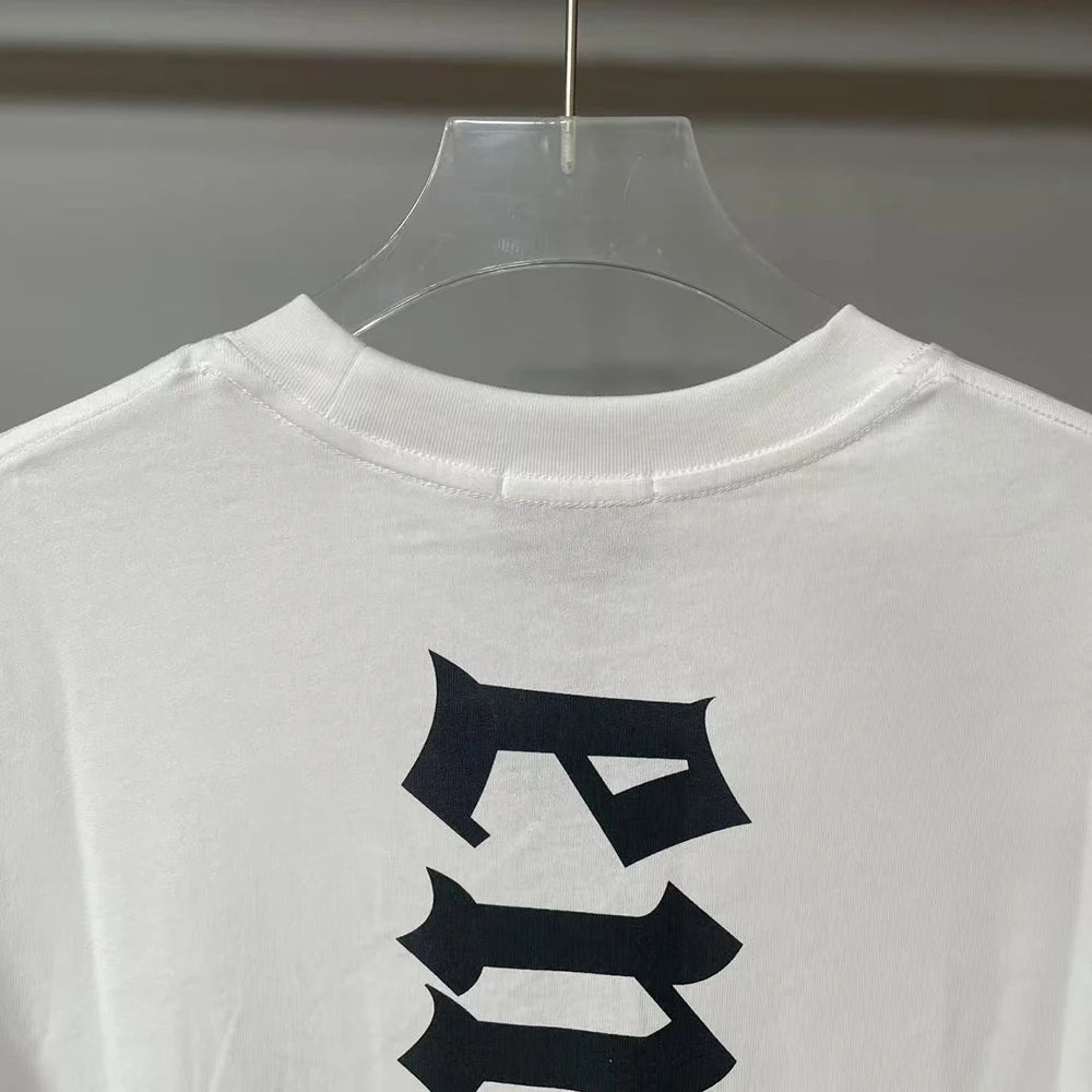New Summer Letter Rhinestone Short Sleeve Black Mens Tshirts Streetwear Cotton Loose Round Neck Top Tees Oversized Unisex Tshirt