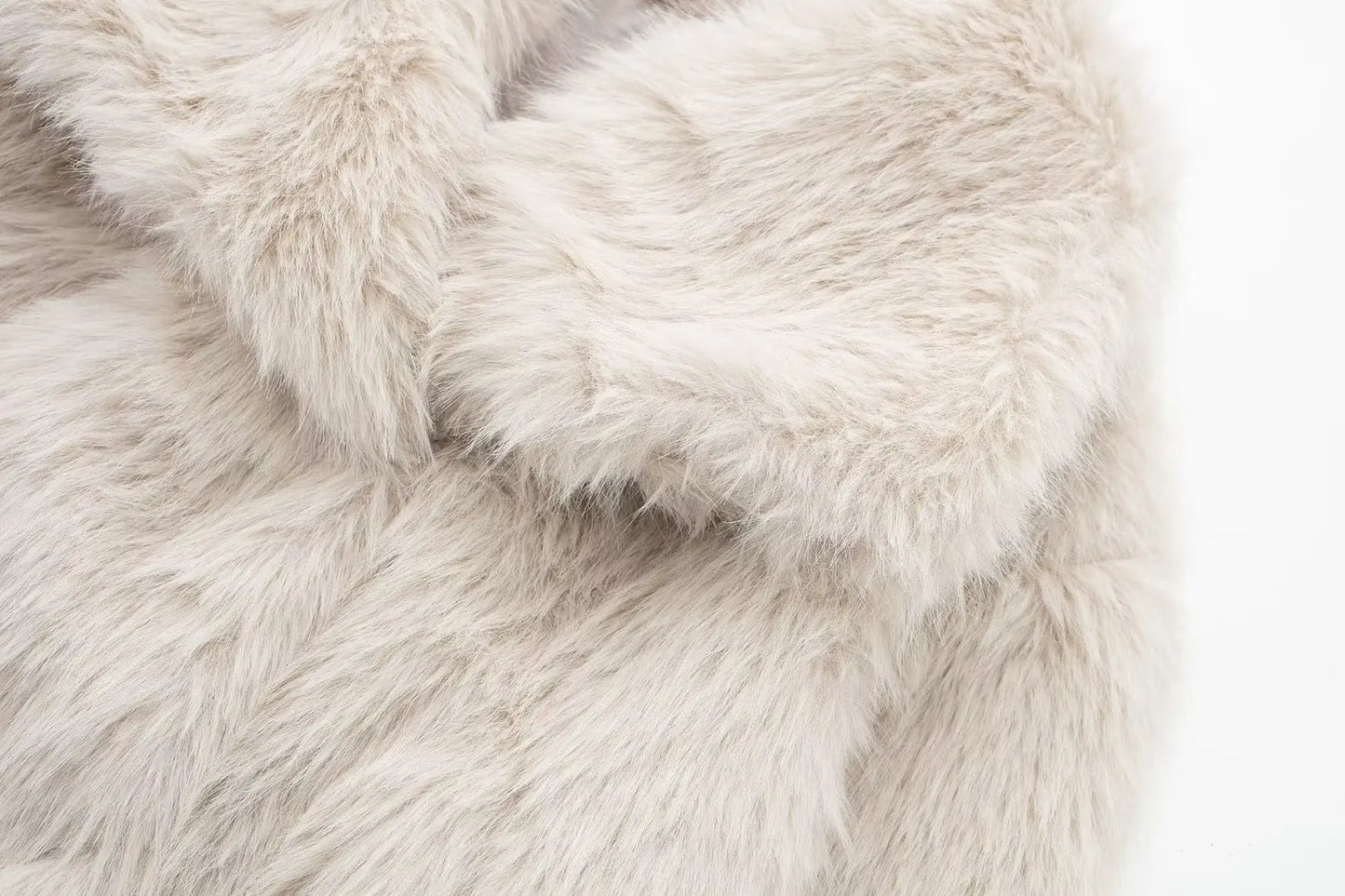 TRAFZA Female Vintage Artificial Fur Effect Coats Lapel Warm Plush Long Sleeves Hidden Buttons Autumn Winter Casual Outerwear