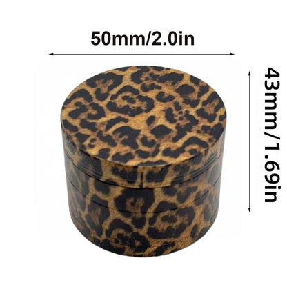 40/50mm Leopard Print Herb Grinder 4-layer Pepper Mill Salt Spice Mortar Metal Tobacco Grass Raw Grinder Smoking Kitchen Tool