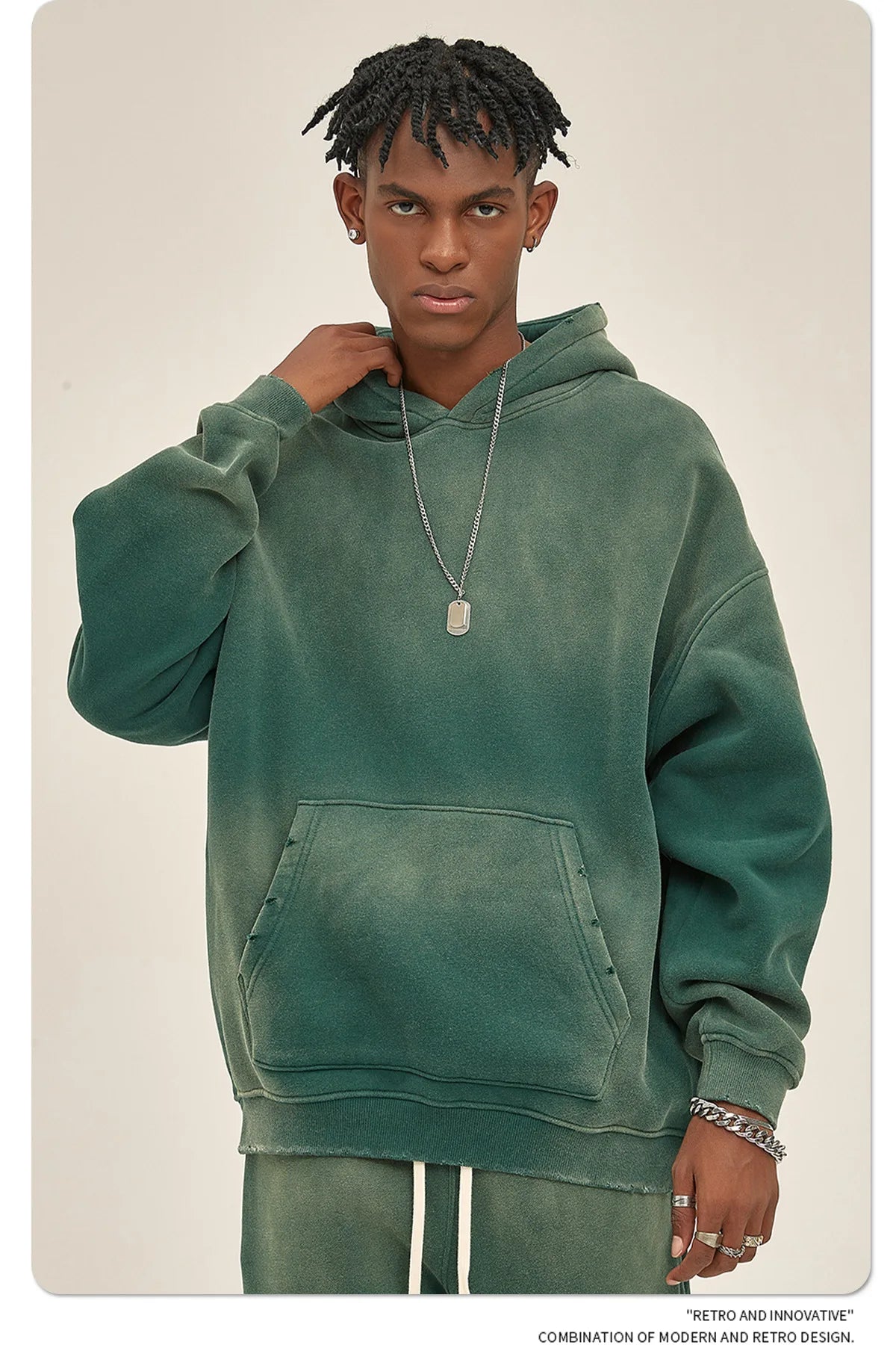 Custom LOGO 2025 autumn winter new 360G heavy sweater men's women's spray-dyeing old thickened hooded trendy sweater trousers clothes set