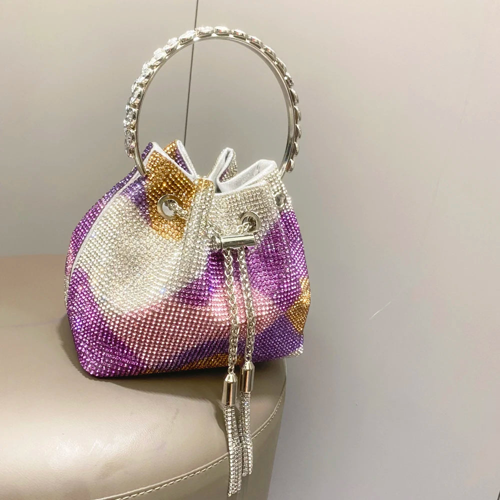 purses and handbags bags for women luxury Designer bucket clutch purse evening banquet bag Crystal rhinestone shoulder bags