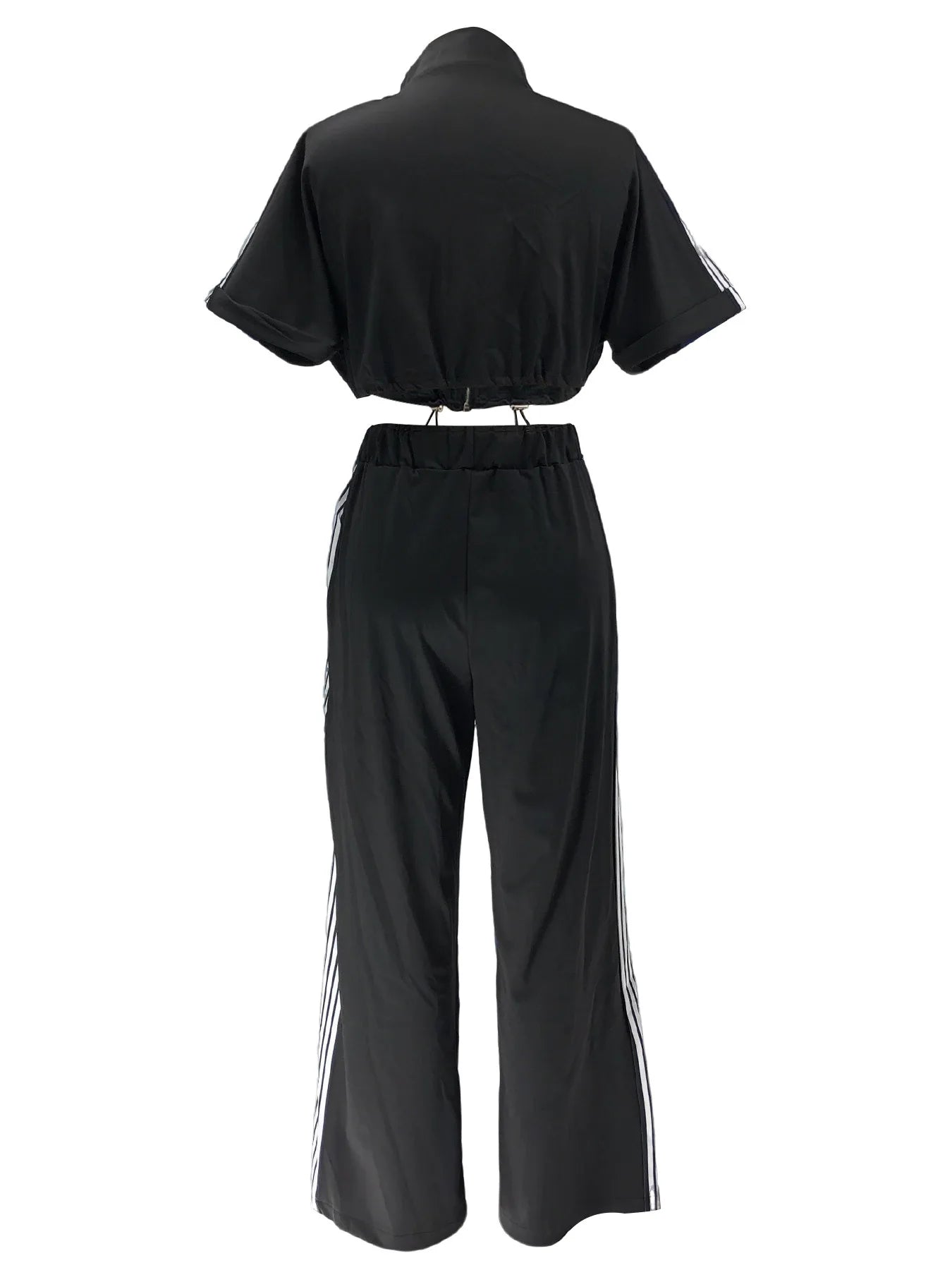 Pant Set Women Two Piece Sets Denim Matching Sets Jogger Tracksuit Matching Sets Zipper Tops Wide Leg Long Pants Elastic Waist