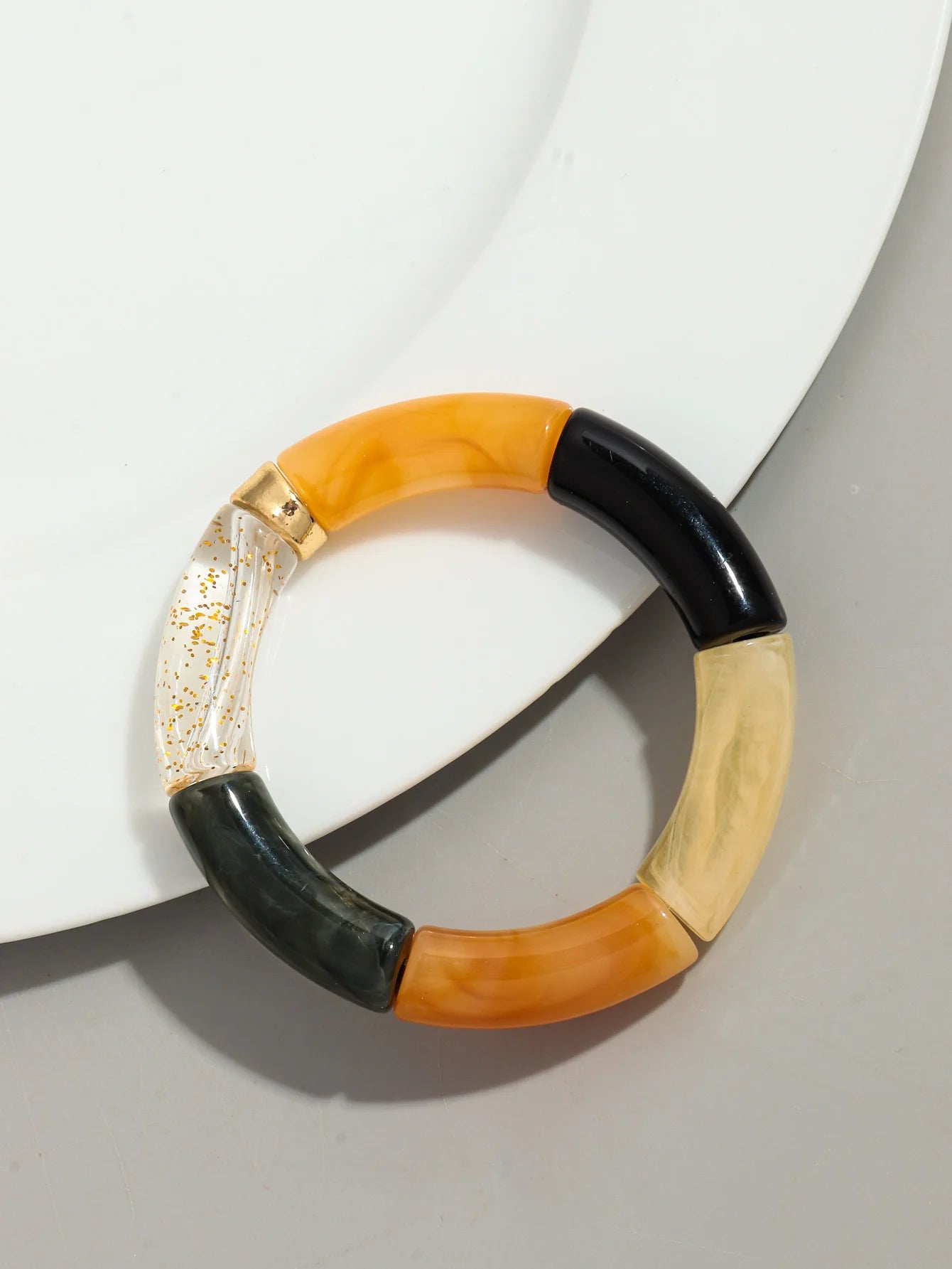 Bohomia New Acrylic Chunky Bamboo Stackable Bracelet for Women Boho Elastic Colorful Tube Beads Braceletes 2025 Fashion Jewelry