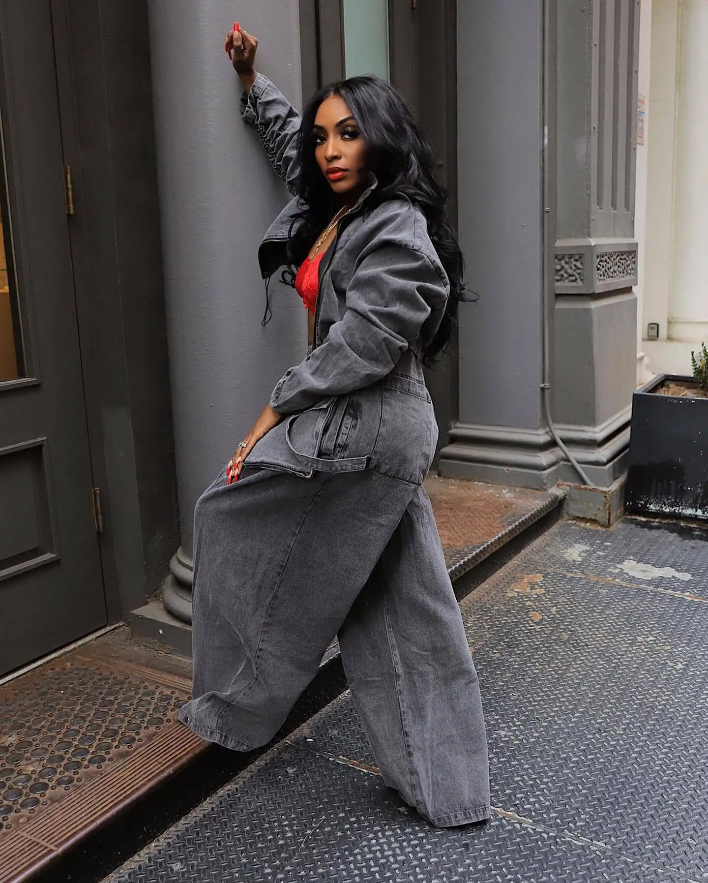 Denim Two Piece Sets Women Pant Set Y2k Streetwear Coats Jeans Elegant Matching Sets Coat Top Long Pants Jackets Streetwear