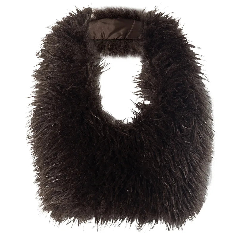 Joskaa Sexy Faux Fur Waistcoat Women Furry Backless Bandage Halter Crop Vests Coat 2025 Fashion Warm Outerwear Y2K Streetwear