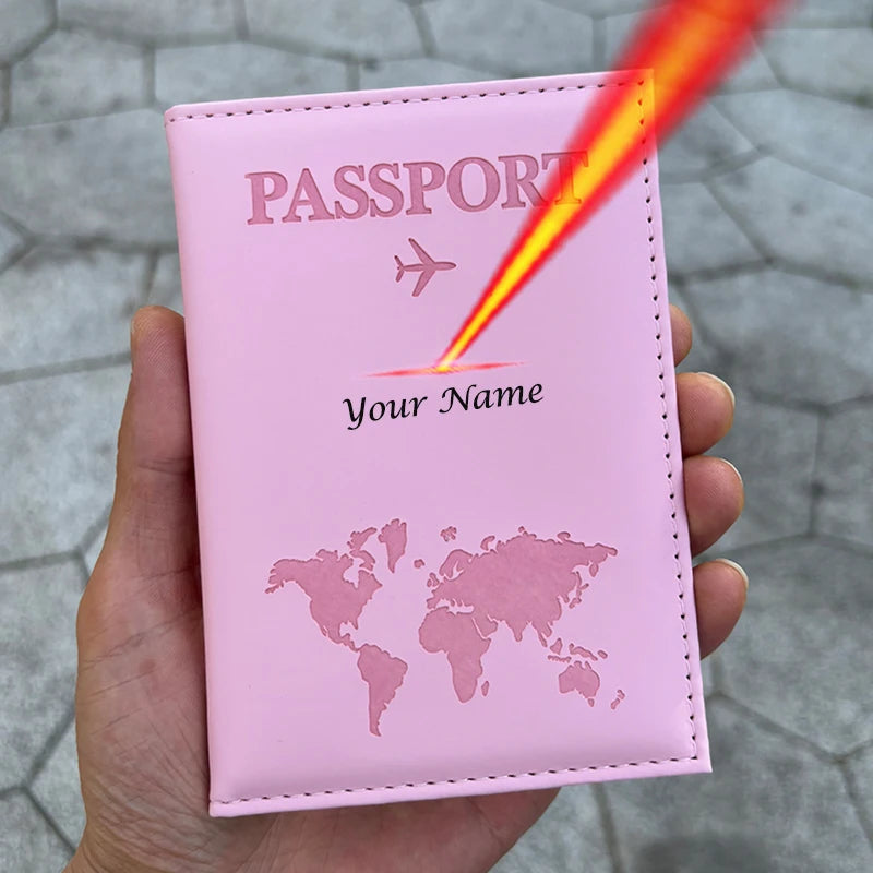 Custom Name on Passport Holder Travel Wallet Pu Cover for Passport Passeport Personnalisé (confirm name first then make order) )