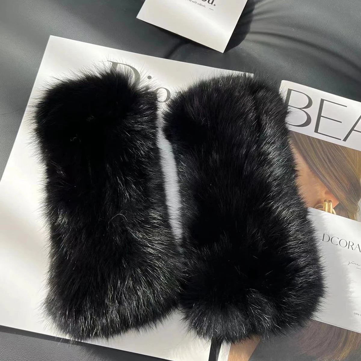 Hot Sale Winter Real Fur Golve Women Outdoor Warm 100% Natural Rabbit Fur Gloves Knit Thick Natural Soft Real Rabbit Fur Mittens