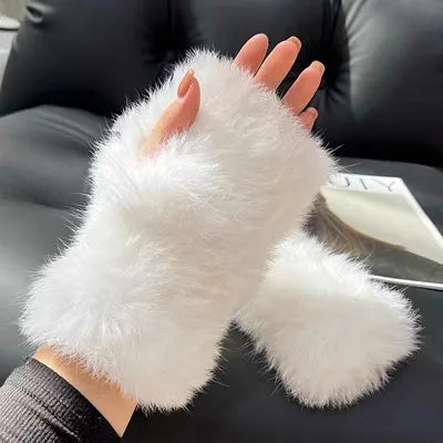 Hot Sale Winter Real Fur Golve Women Outdoor Warm 100% Natural Rabbit Fur Gloves Knit Thick Natural Soft Real Rabbit Fur Mittens