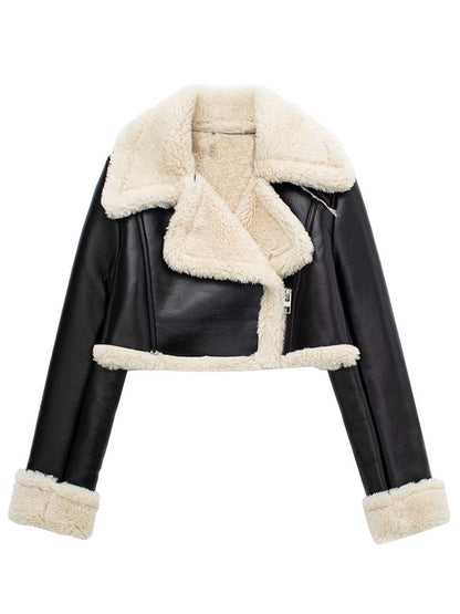 Willshela Women Fashion Solid Front Zipper Jackets Vintage Lapel Neck Long Sleeves Female Chic Lady Outfits