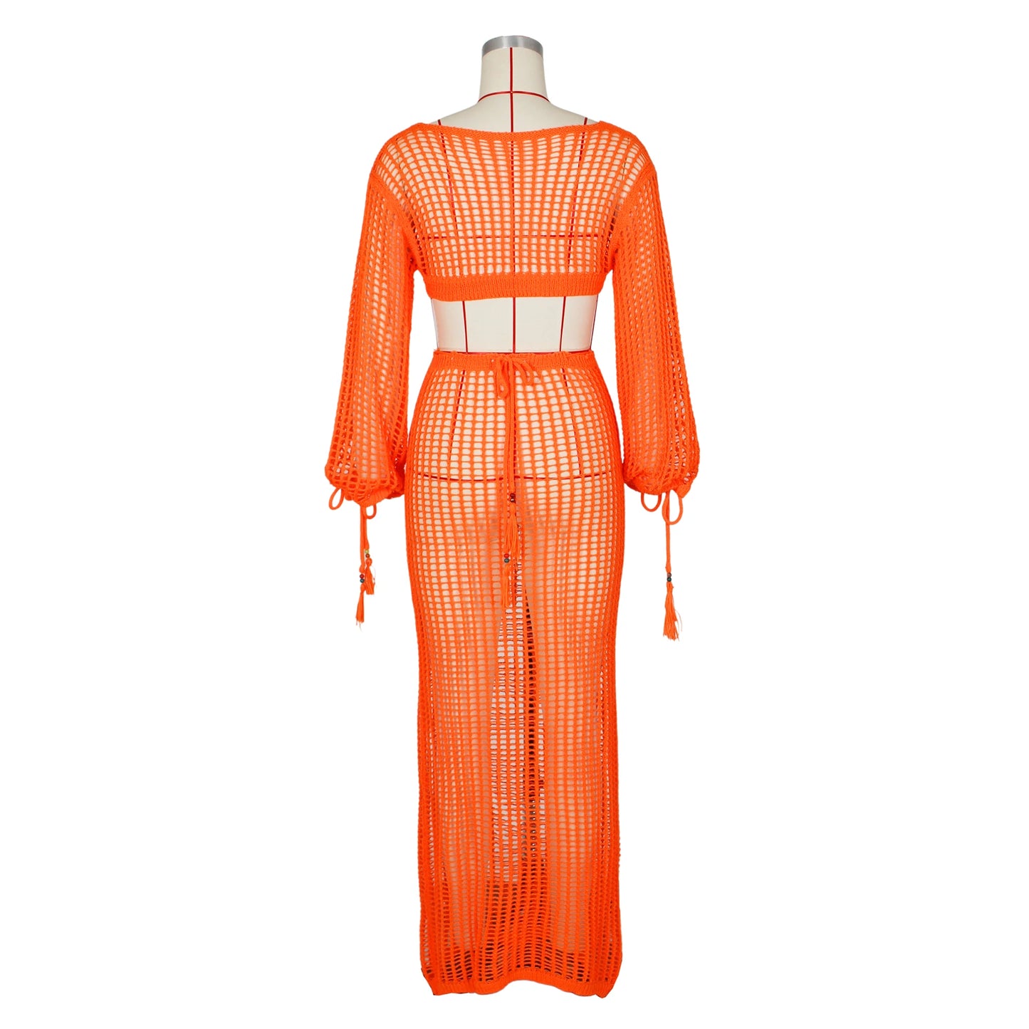 JRRY Sexy Women Crocheted Dresses Tassels Crochet Dress Cover Ups Hollow Out Knitted Beach Swimsuits