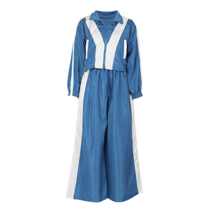 CM.YAYA Active Patchwork Women's Set Zipper Sweatshirt Jacket and Wide Leg Pants Suit 2025 INS Two 2 Piece Sets Outfit Tracksuit