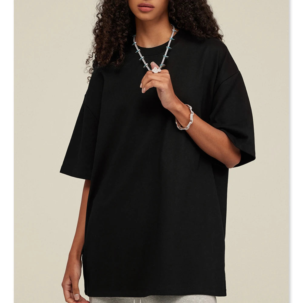 Custom LOGO men's and women's couples shirt 425G heavy cotton t-shirt loose youth fashion short-sleeved high-quality top