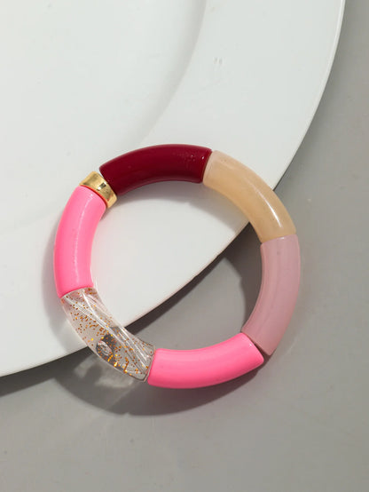 Bohomia New Acrylic Chunky Bamboo Stackable Bracelet for Women Boho Elastic Colorful Tube Beads Braceletes 2025 Fashion Jewelry