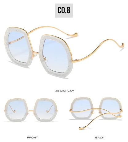 Big Frame Crystal Sun Glasses Women Cooling Designer Women Luxury Shades Lunette De Soleil Femme Googles Sunglasses Women 2022