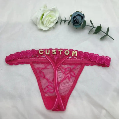 Custom thongs Name Personalized Panties Underwear Lingerie Bra Set Women Rhinestone Customize Thong Anniversary Birthday Gift