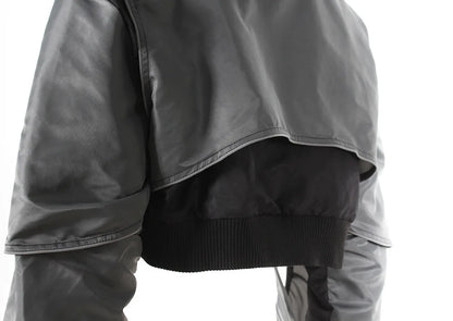DEAT Fashion Women's Jackets Hooded Zipper Short Contrast Color Drawstring Deconstruction Coat Autumn 2025 New Tide 7AB4742