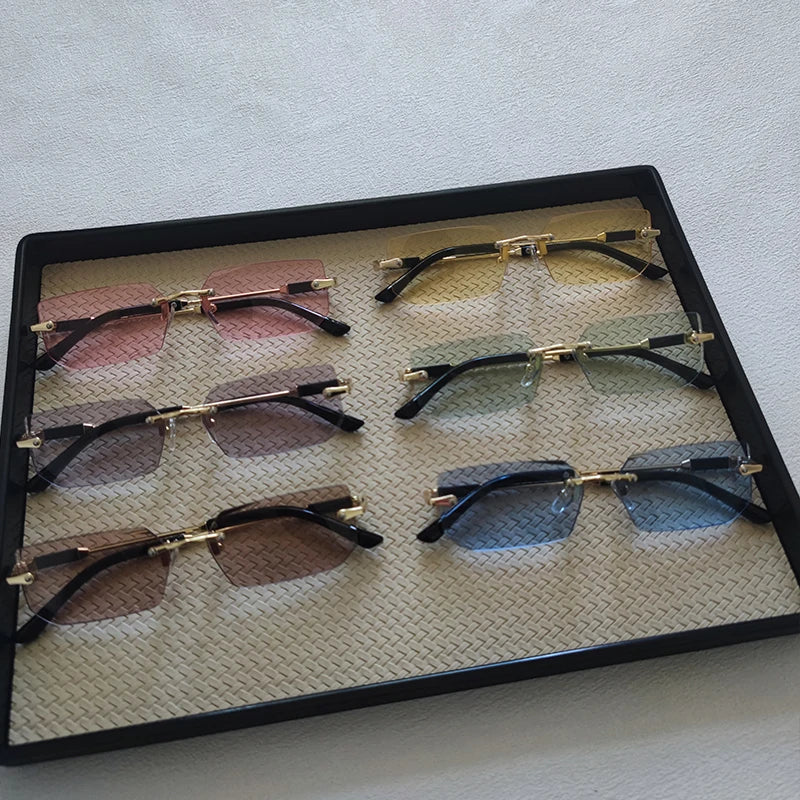 6pcs/Set Fashion Rectangle Rimless Women Sunglasses Trendy Small Square Sun Glasses For Female Outdoor Accessory Shades Eyewear