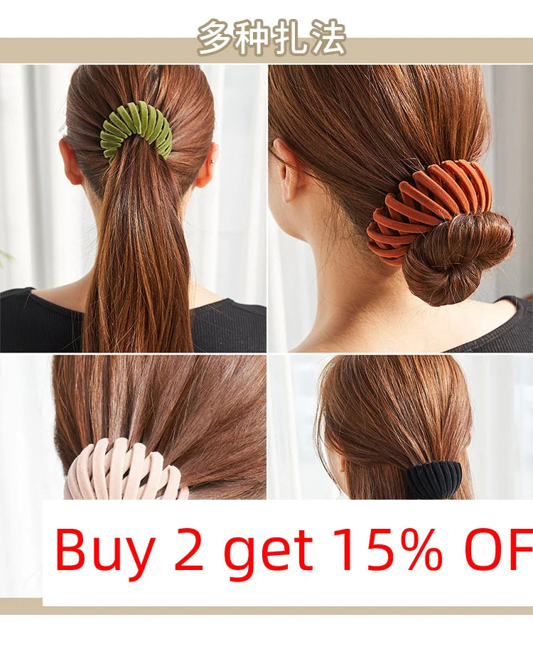 2021 Women Hair Device Big Hair Claw Clips Bird's Nest Hairpin Korean Bun Hair Disk Ponytail Solid Curler Headwear Accessories