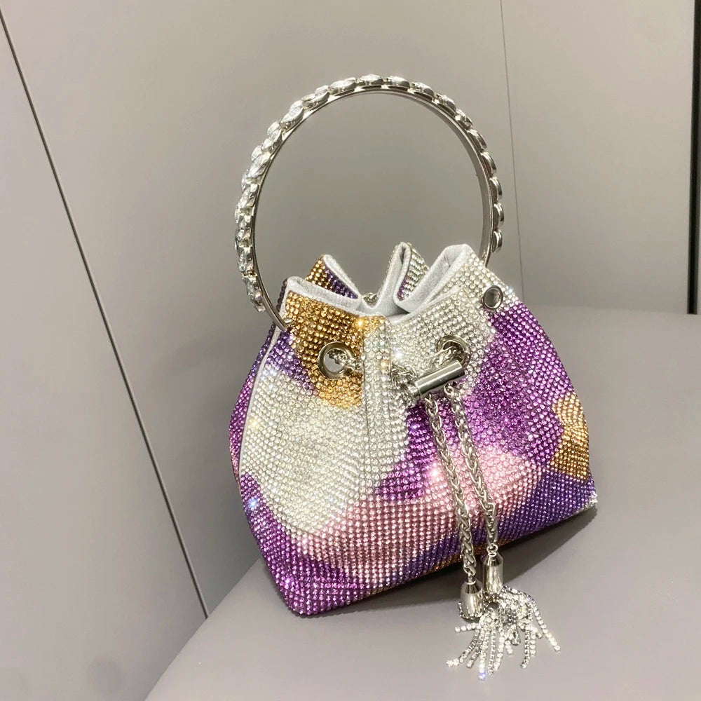 purses and handbags bags for women luxury Designer bucket clutch purse evening banquet bag Crystal rhinestone shoulder bags
