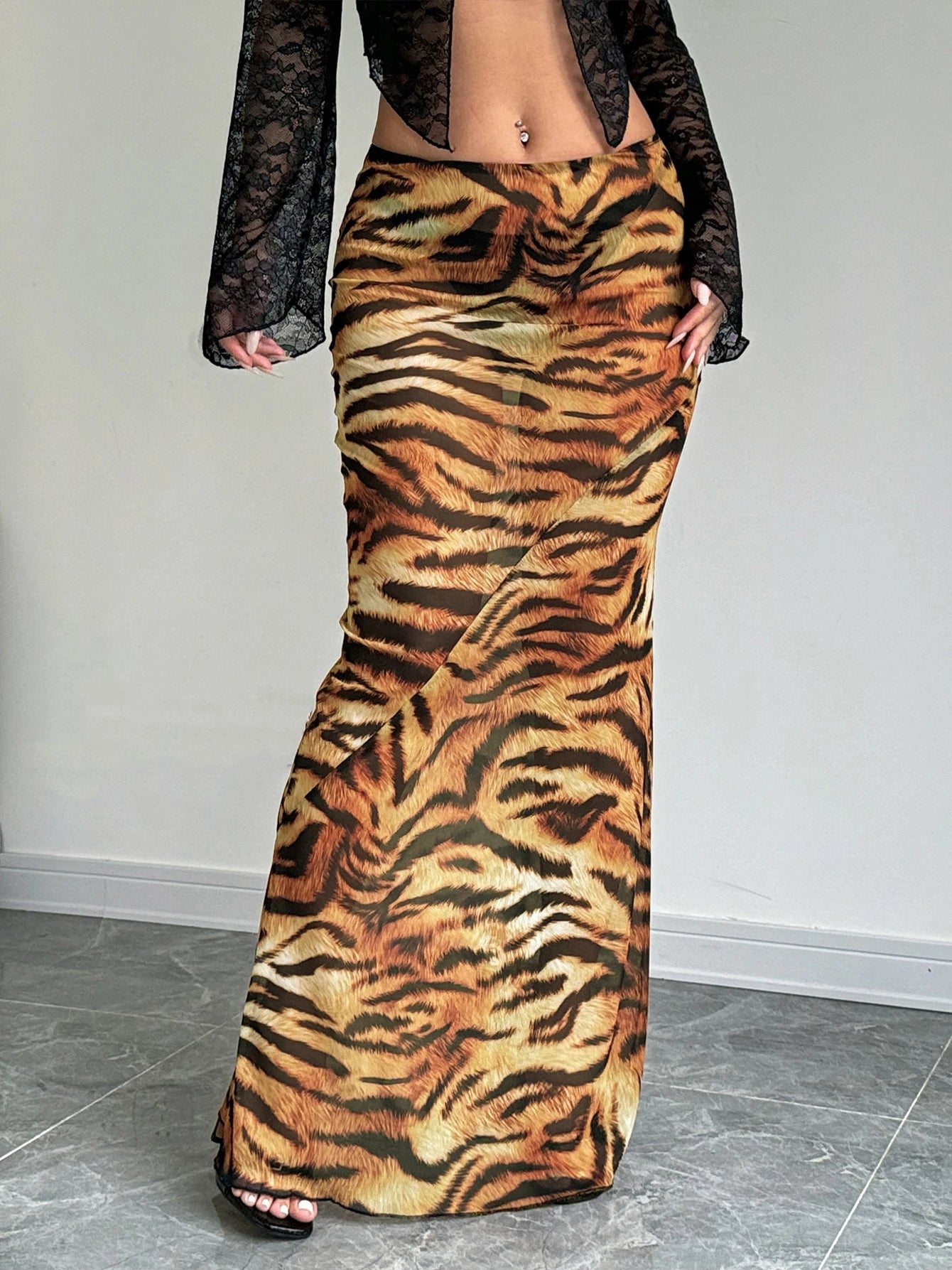 Dulzura Sexy Elegant Skirt Leopard Printed Maxi Women Skirts 2024 Lady Y2K Clothes Office Club Party Casual Streetwear Wholesale