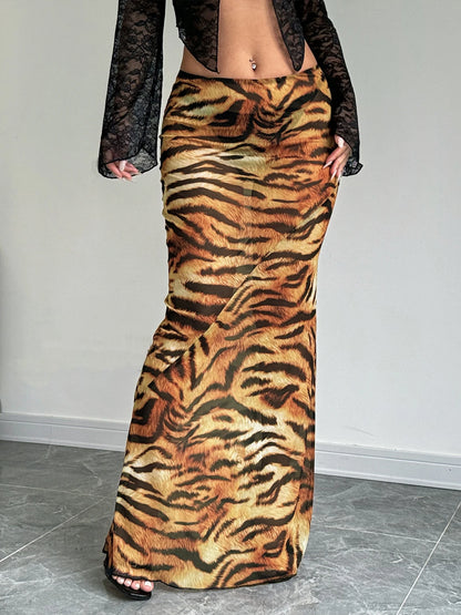 Dulzura Sexy Elegant Skirt Leopard Printed Maxi Women Skirts 2024 Lady Y2K Clothes Office Club Party Casual Streetwear Wholesale