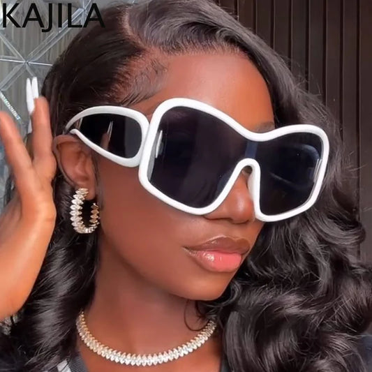 Oversized One-Piece Shield Sunglasses Women 2025 Luxury Brand Punk Square Eyewear Vintage Big Frame Sun Glasses For Men Goggle