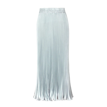 Women's Fashion Pleated Mermaid Long Skirt Korean Style Casual High Waist Satin Flowy Skirts Shiny 19 Colors 2024 Spring SK500
