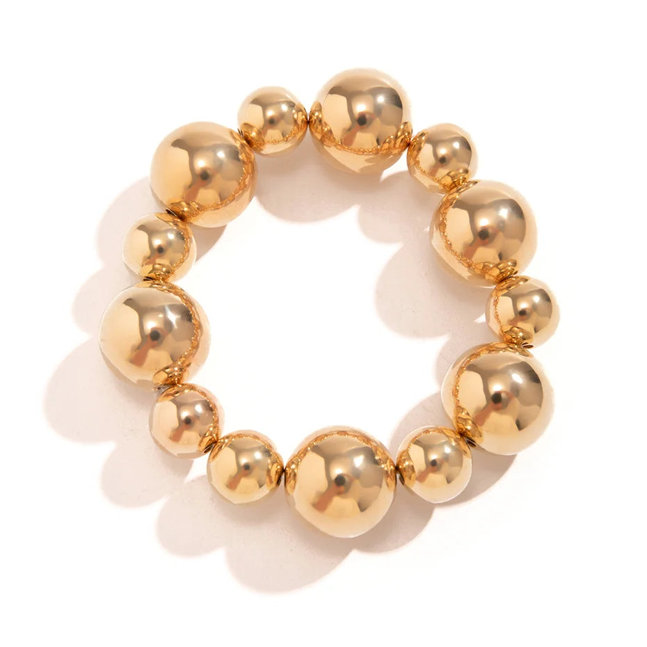 Ingemark Goth Vintage Big CCB Chain Bracelets Women Trendy Classic Elastic Strand Beads Charm Bangles Grunge Couple Hand Jewelry