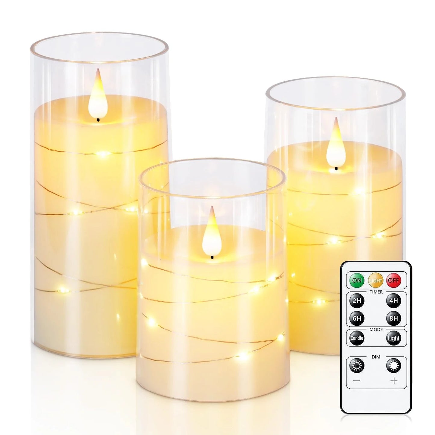 Flickering Flameless Candles Battery Operated Candles LED Candles with Remote Timer for Home Wedding Birthday Decor 3D Flame