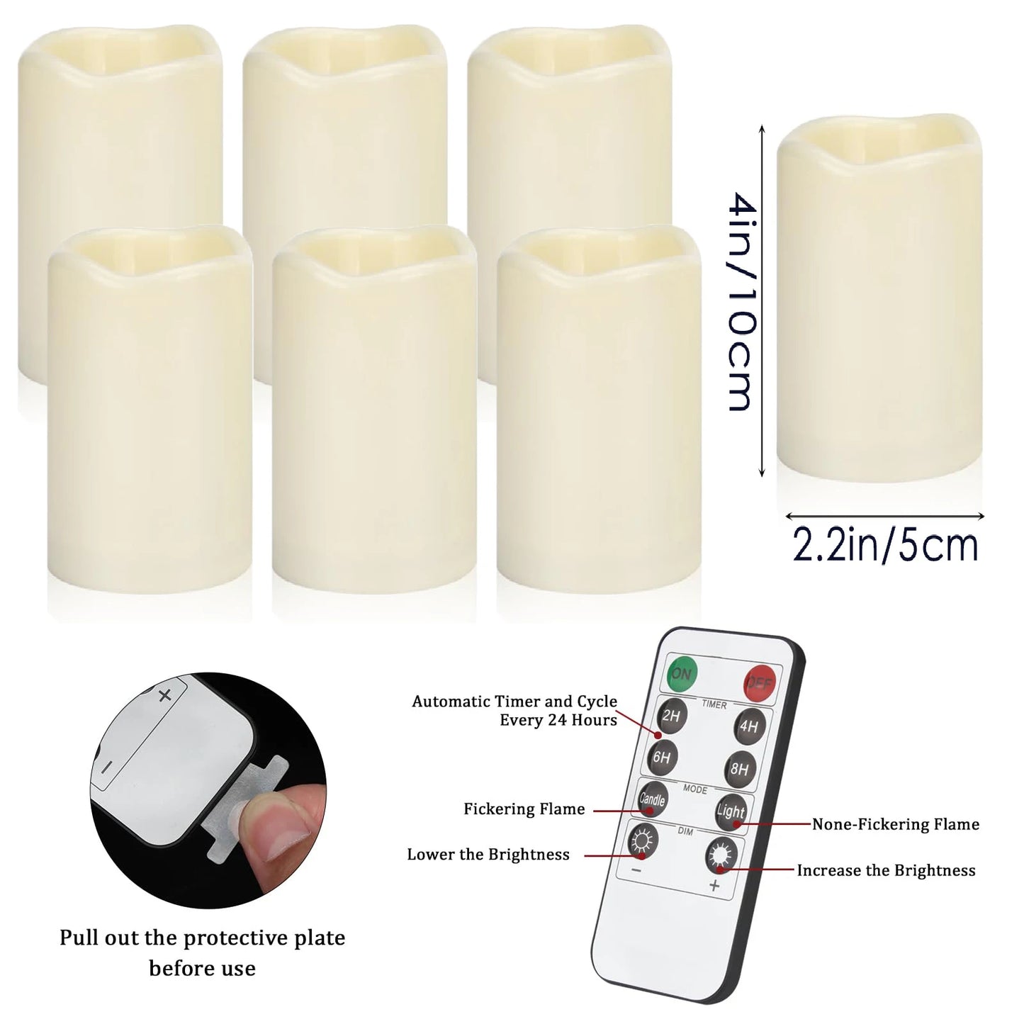 6-240Pcs LED Pillar Candles Flameless Battery Operated Candles Wedding Flickering Candle for Concert/Home Decor/Party Supplies