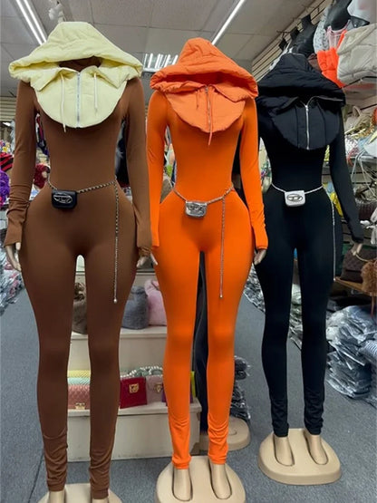 New Outfits Streetwear Jumpsuits Women Long Sleeve Bodycon Fitness Yoga Rompers Jumpsuit Casual elastic One-piece Overalls 2025