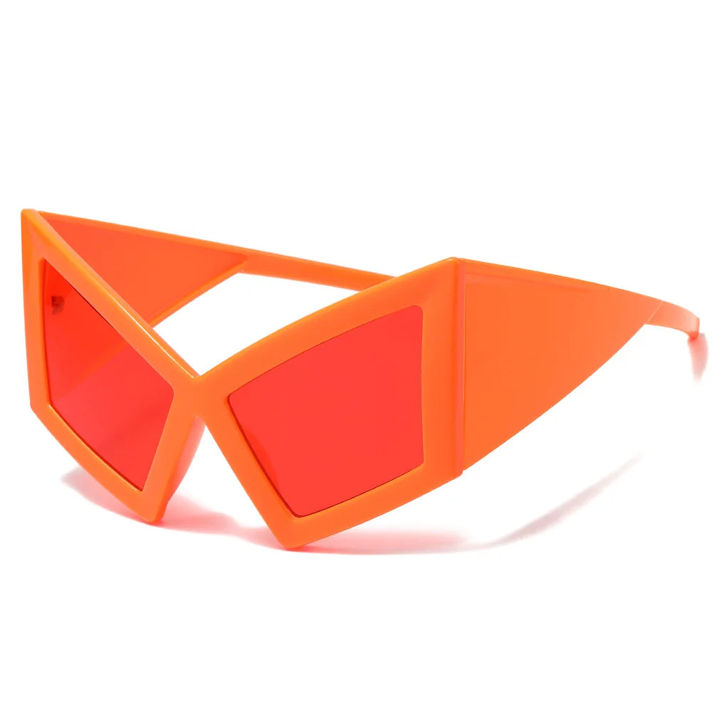 JNPCXI Fashion Oversized Cat Eye Sunglasses Women Red Shades UV400 Retro Gradient Men Wide Legs Sun Glasses