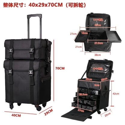 Multifunction Rolling Luggage Sets Spinner Multi-layer Trolley Suitcase with Wheels Women Oxford professional Cosmetic Case