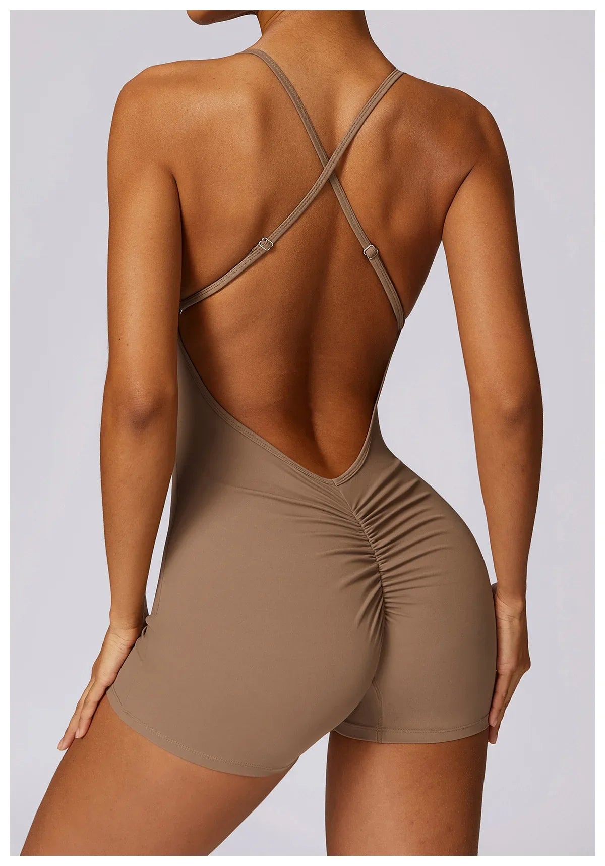 Custom LOGO women's clothing quick-drying nude sports onesie casual running fitness tight back yoga clothing